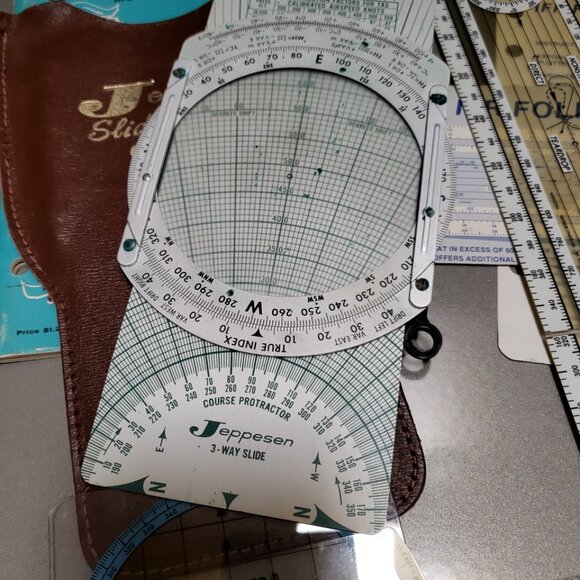 Jeppesen Vtg 3 Pc Computer CSG Slide Air Navigation & Folding & Super Plotter - Picture 6 of 10